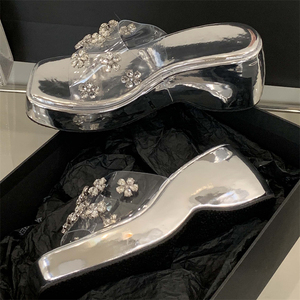 2025 XSD Silver High Heel Open Toe Sandals Breathable Party <b>Shoes</b> with Non-slip Feature for Summer Outdoor - Product Image 6