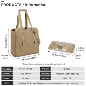 Bolsa para Leñ<span class=keywords><strong>a</strong></span> Resistente y Duradera OEM, Impermeable, de Lona Resistente al Desgaste, para Chimenea Interior y Campamentos al Aire Libre - Product Image 3