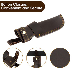 Brown <b>Leather</b> Knife Sheath with Button Closure Universal <b>Tool</b> Storage Bag Handmade <b>Leather</b> Sheath for Fixed Blade Hunting Knives - Product Image 3