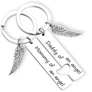 Ensemble de <span class=keywords><strong>porte</strong></span>-clés « Maman <span class=keywords><strong>Papa</strong></span> d'un ange » (lot de 2) – Bijoux commémoratifs pour bébé, cadeau de sympathie pour la perte d'un nourrisson, <span class=keywords><strong>porte</strong></span>-clés de souvenir - Product Image 2
