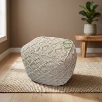Pouf ottoman repose-pieds moderne en coton crocheté fait main pour entrée, chambre, appartement, entrepôt, atelier