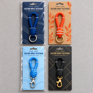 Porte-clés en corde de nylon tressée personnalisée avec sangle de poignet colorée et fermoir métallique pour sacs, cadeaux, OEM, ODM - Product Image 3