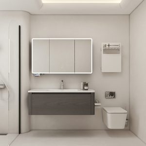 Mueble de Baño de Lujo con Lavabo de Cerámica Montado en la Pared, Fácil de Limpiar, con Espejo Inteligente LED con Pantalla Táctil - Product Image 1