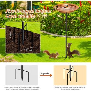 Support de bain pour oiseaux en métal cuivre pour l'extérieur, jardin, bassin martelé à la main, bols pour bains d'oiseaux avec piquet - Product Image 4