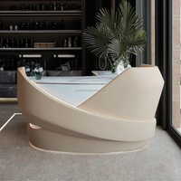 Comptoir de réception de luxe haut de gamme personnalisable en FRP pour salle de sport, hôtel, boutique, salon de beauté, salon de coiffure, petit comptoir d'accueil avec éclairage LED