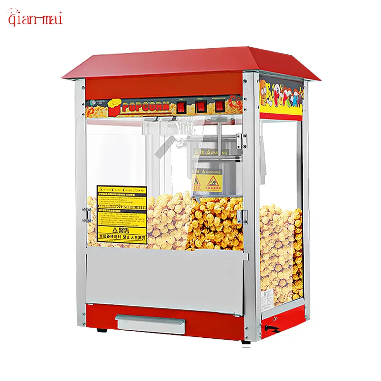 Máquina de palomitas de maíz con ruedas para uso comercial, máquina de palomitas de maíz gourmet de caramelo dulce, funciona con gas eléctrico, con aire caliente, a la venta