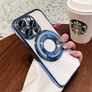 เคสโทรศัพท์เคลือบเงาแบบมีขาตั้งวงแหวนหมุนได้ 90 องศา ดีไซน์หรูหรา สำหรับ iPhone 12 13 14 15 16 Pro Max  แบบนิ่ม - Product Image 3