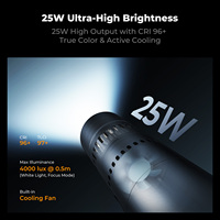 K&F Concept SP25C Pro, projecteur de lumière d'appoint à focalisation variable 4 couleurs, 25W, lumière vidéo portable, lampe de photographie