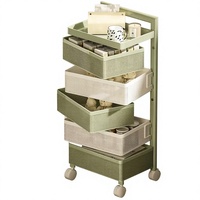 Chariot de rangement de cuisine moderne et durable en acier au carbone, organisateur roulant multi-niveaux avec tiroirs et étagères pour fruits et légumes à domicile