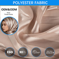 Tela de satén de poliéster con rayas jacquard de hilo plateado B6, no conductora, para la confección de túnicas, jilbabs y prendas de vestir.