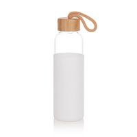 Gobelet de voyage moderne en verre borosilicate sans BPA, avec logo personnalisé, écologique, compatible lave-vaisselle, 550 ml, couvercle en bambou et manchon en silicone
