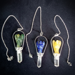 Piedras preciosas Ángel péndulos artesanías de cristal piedras naturales Reiki rocas minerales feng shui meditación radiestesia cristal Ángel péndulo - Product Image 3