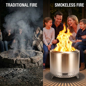 Brasero sans fumée avec cendrier extractible, foyer extérieur portable à bois en acier inoxydable, personnalisable, à combustion secondaire - Product Image 3
