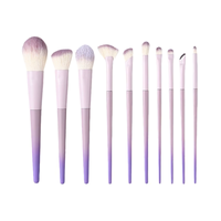Ensemble de 10 pinceaux plats portables pour le maquillage du visage et des yeux – Correcteur, sourcils, fard à paupières, poudre libre, blush – Vente en gros