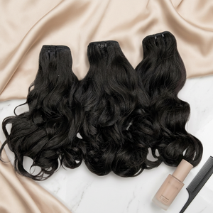 ผมแท้เวียดนาม 100% แบบดิบ  ลอนธรรมชาติ  แบบเป็นมัด สีธรรมชาติ พร้อมจัดส่ง - Product Image 1