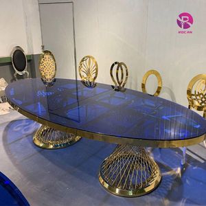 طاولة زفاف رومانسية مميزة بيضاوية اللون من الفولاذ المقاوم للصدأ الأعلى بلون الياقوت - Product Image 1