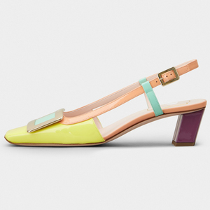 Cina scarpe fabbrica Logo personalizzato in pelle <span class=keywords><strong>donna</strong></span> Design <span class=keywords><strong>Slingback</strong></span> con fibbia Matel tacco grosso vestito scarpe da <span class=keywords><strong>donna</strong></span> pompe - Product Image 3