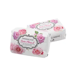 Luxury personalized individually wrapped bath soap bars manufacturer rose flower handmade soap