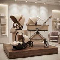Poussette de voyage pliable Baypie BP168 avec poignée réversible, amortisseur de chocs, multifonctionnelle, 4 roues en PU, pliée