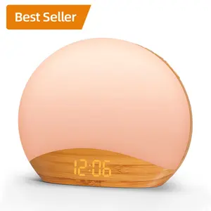 HiFiD White Noise Machine 26 Sleep Sounds Wood Grain Sunrise Alarm Clock Wake Up Light And Sound Machine Nightlight