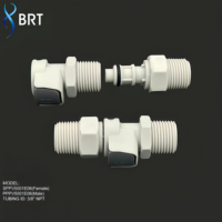 Connecteur en plastique BRT avec valve d'arrêt, raccord mâle CPC, embout à filetage, raccord rapide pour tuyau d'air, coupleur de tube pour circulation d'eau