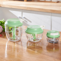 Hoge kwaliteit mini handmatige keukenvoedselsnijder multifunctionele groente aardappel knoflook vlees pull chopper mixer plastic stalen gereedschap