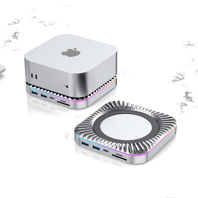 10 in 1 Docking Station with RGB for Mac Studio and Mac Mini Docking Station Base USB Hub with NVMe Slot up to 40Gbps