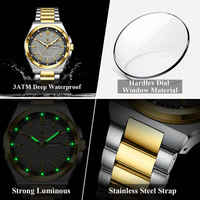 Montre-bracelet de luxe à quartz pour homme, modèle 896, dorée, analogique, design simple, date et jour, mode, étanche 30M, aiguilles lumineuses