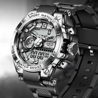 Jam Tangan Sport LED Pria LIGE Laris Manis dengan Tali Silikon, Layar Ganda, Kronograf, Jam Digital Pria, Relogio Masculino