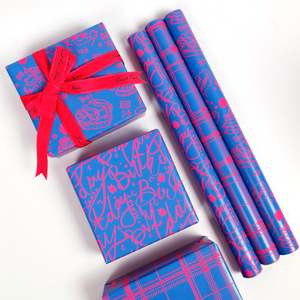 Wholesale 80g Fluorescent <b>Blue</b> Glossy <b>Paper</b> Neon Glow Prints Wrapping <b>Paper</b> <b>Roll</b> - Product Image 1