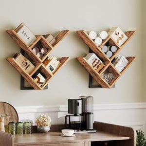 رف حائط حديث على شكل شجرة ، عائم هندسي لغرفة المعيشة - Product Image 5