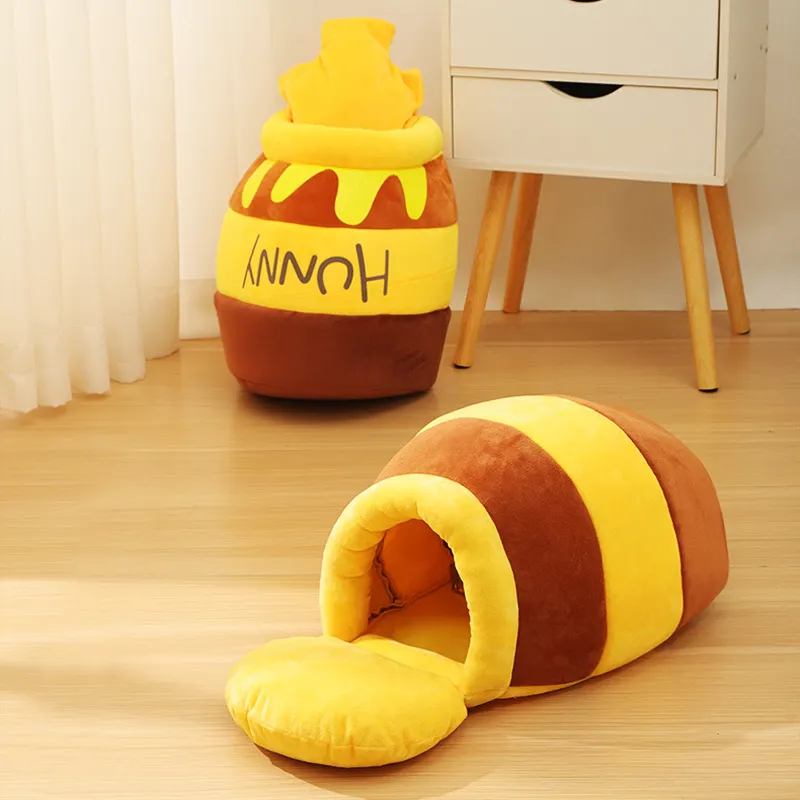 Warm Honey Pot Cat Nest Pet Mat Bed For Cushion Indoor Cute Kawaii Cat House Dog Supplies Cat Accessories
