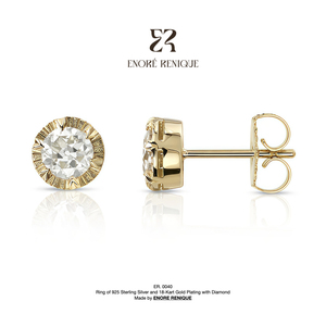 Boucles d'oreilles clous en moissanite 1 carat couleur D VVS1, bordure pièce de monnaie, en argent 925 plaqué or 18 carats, testées positivement au testeur de diamant, haute qualité, unisexe, style vintage. - Product Image 1