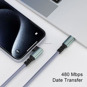 90 Degree Nylon Braided Data <b>Cable</b> 1M 2M <b>3M</b> 3A <b>USB</b> <b>C</b> Fast Charging <b>Cable</b> for iPhone 15 16 17 Samsung Huawei - Product Image 3
