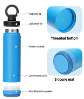 Tumbler Stainless Steel 22OZ dengan Logo Kustom, Speaker Bluetooth, Tutup Magnetik yang Dapat Diisi Ulang, dan Penyangga Ponsel Magnetik