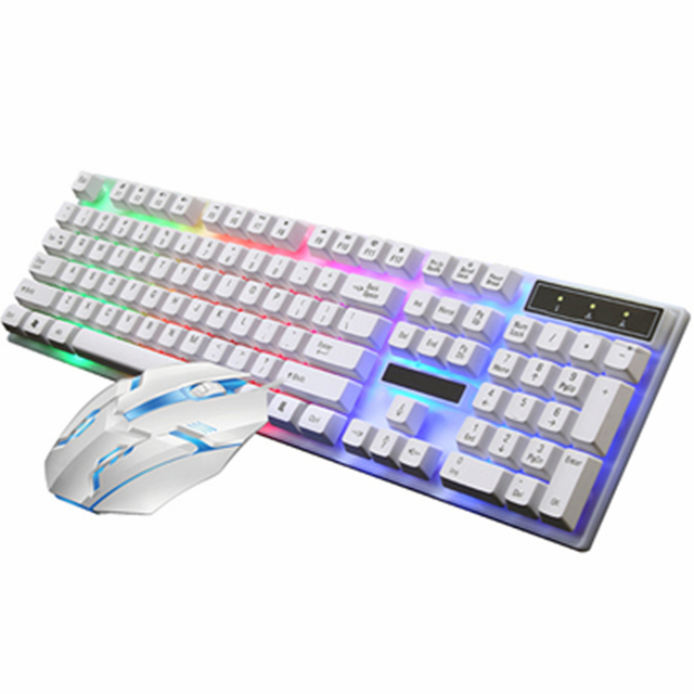 Gamer Keyboard Mouse PC Gaming LED Backlit Mechanical Keyboard 104 Keys USB Wired Rubber Keycaps Ergonomic Design Multimedia