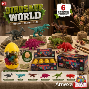 Ensemble de figurines de dinosaures en plastique, jouet éducatif STEM, 6 pièces avec œuf pour enfants de 10 à 12 mois - Product Image 6