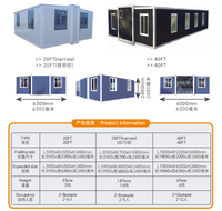 Maison conteneur extensible à double aile 20FT/40FT, design contemporain – Bureau modulaire portable pour chambre, hôtel, salle de bain
