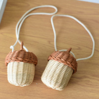 Sac pour enfants en rotin fait main, mini panier suspendu en osier, nouveau style chinois, en forme de pomme de pin, accessoire photo, porte-clés pour enfants