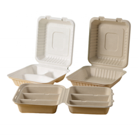 Vaisselle jetable en bagasse écologique à 3 compartiments Vaisselle jetable Boîte à lunch en papier jetable en bagasse biodégradable