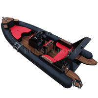 Bateau de pêche gonflable à grande vitesse en fibre de verre, Console centrale de 23 pieds en PVC ou Hypalon, bateau de luxe