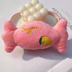 Cute Candy Shape Pet Chew Toys With Sound For <b>Cats</b> And Dogs <b>Plush</b> Teething Toys Orange Pink Blue Color Medium Size - Product Image 4