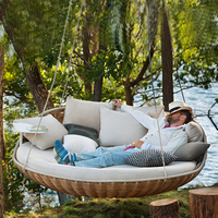 Hamac balançoire de loisirs d'extérieur en rotin PE, lit double suspendu type nid d'oiseau pour jardin d'hôtel, chaise balançoire pour lit de repos