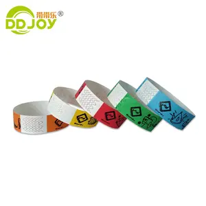 Waterproof Disposable Gliding Tyvek Custom Printing LOGO Tyvek Paper Tickets Wrist Bands Identification Bracelets For Events