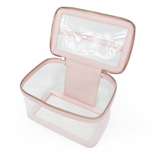 Fashionable Pink PVC Travel <b>Makeup</b> <b>Storage</b> Box Waterproof PU Leather Women's Portable Skincare Cosmetic Organizer Bag - Product Image 6