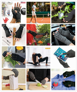 Gant de thérapie quotidien en coton demi-doigt pour la rééducation, l'entraînement, anti-arthrite, avec points en silicone antidérapants pour soulager la douleur - Product Image 5