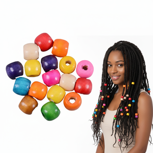 Vente chaude 100 pièces perles de cheveux en <span class=keywords><strong>bois</strong></span> multicolore 7mm trou intérieur tresse cheveux manchette pince Dreadlock accessoires outils d'<span class=keywords><strong>extension</strong></span> de cheveux - Product Image 1