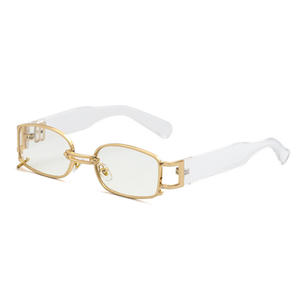 Lunettes de soleil C1 noires et grises à petite monture pour femme, verres PC UV400, monture en plastique et métal, style tendance, protection solaire classe 2 - Product Image 5