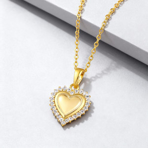 थोक में सोने की प्लेटेड मोइससानाइट पेलेंट हार्ट हार 925 स्टर्लिंग चांदी के अच्छे गहने पहनने वाली महिलाओं के लिए - Product Image 5