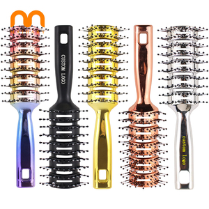 <span class=keywords><strong>Brosse</strong></span> démêlante ventilée en or électroplaqué avec poils en nylon, <span class=keywords><strong>brosse</strong></span> de massage pour le séchage à l'air chaud, pour hommes et femmes - Product Image 1